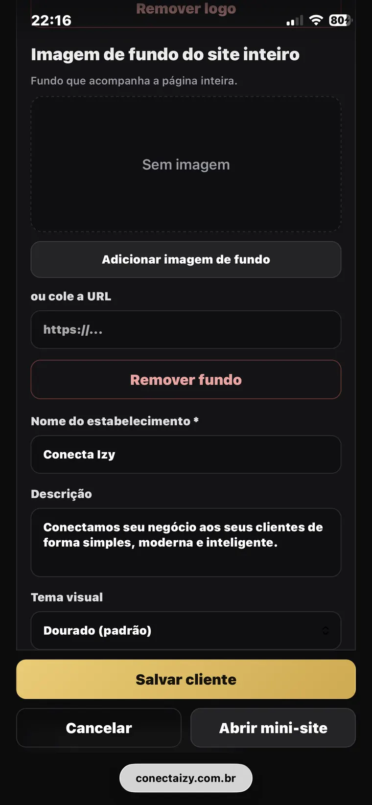 Personalização do cliente